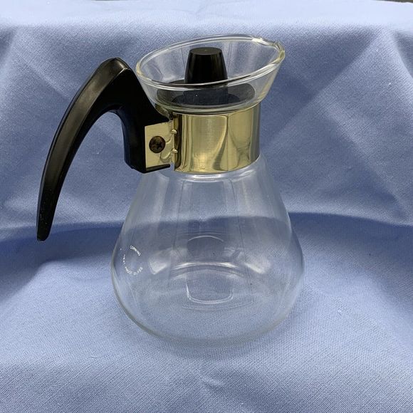 Vtg MCM Corning Ware Small Heat Proof Glass Coffee Carafe Tea Pot 2 Cups Clear - Picture 8 of 12